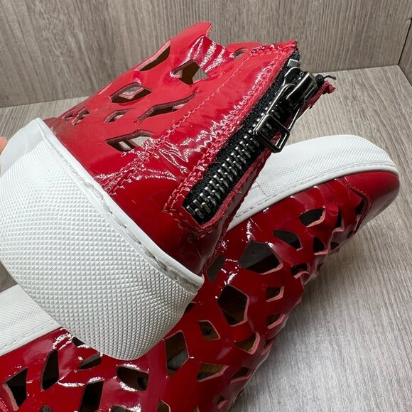 Area Forte Women Size 11 Italian Red Patent Leather Cut-Out Sneakers - Picture 6 of 10